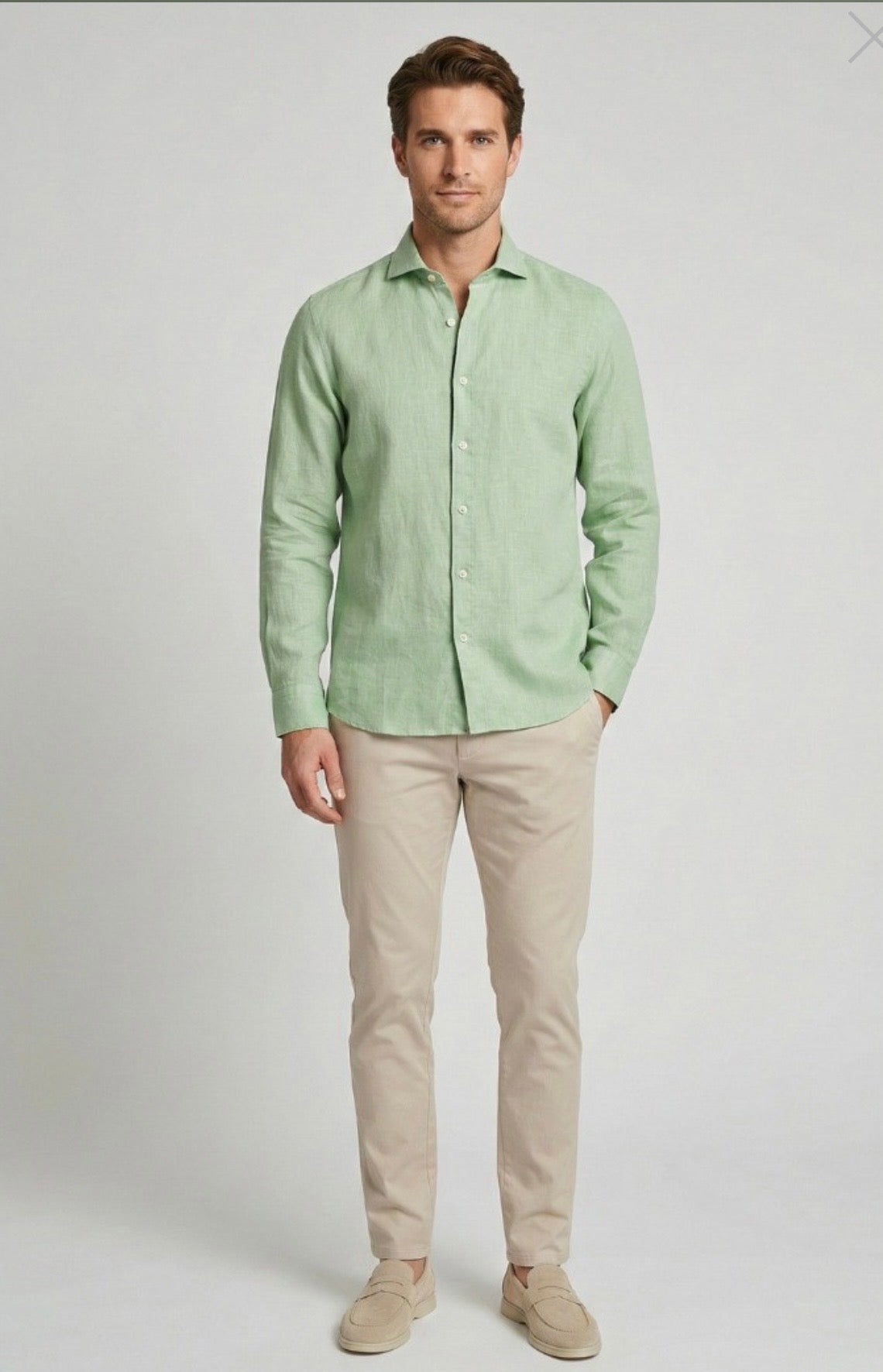 Camicia 100% Lino Salvia