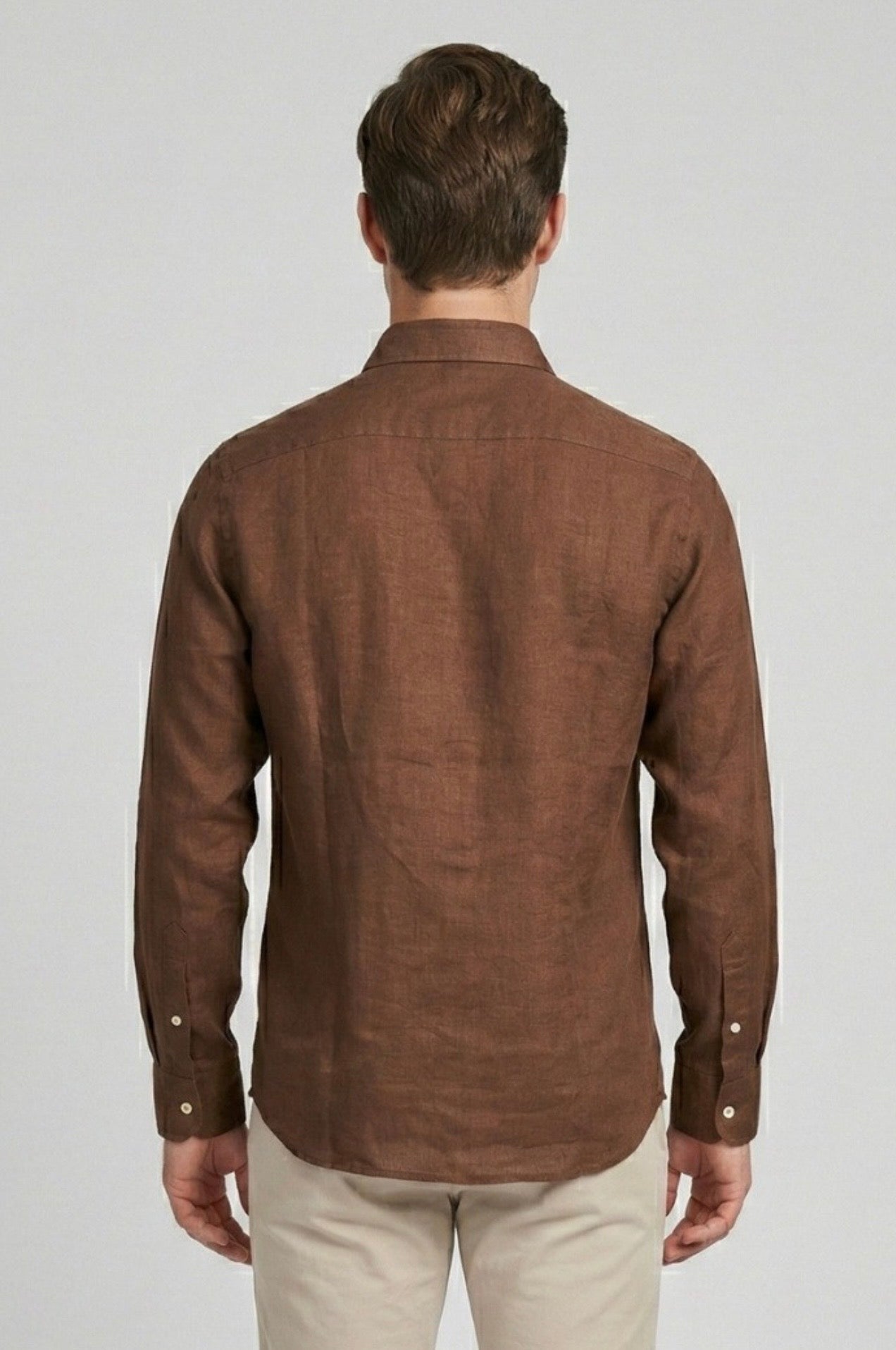 Camicia 100% Lino Tabacco