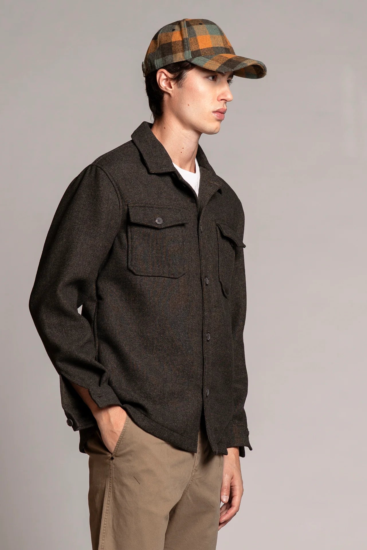 Overshirt in flanella Gabriel miltary green