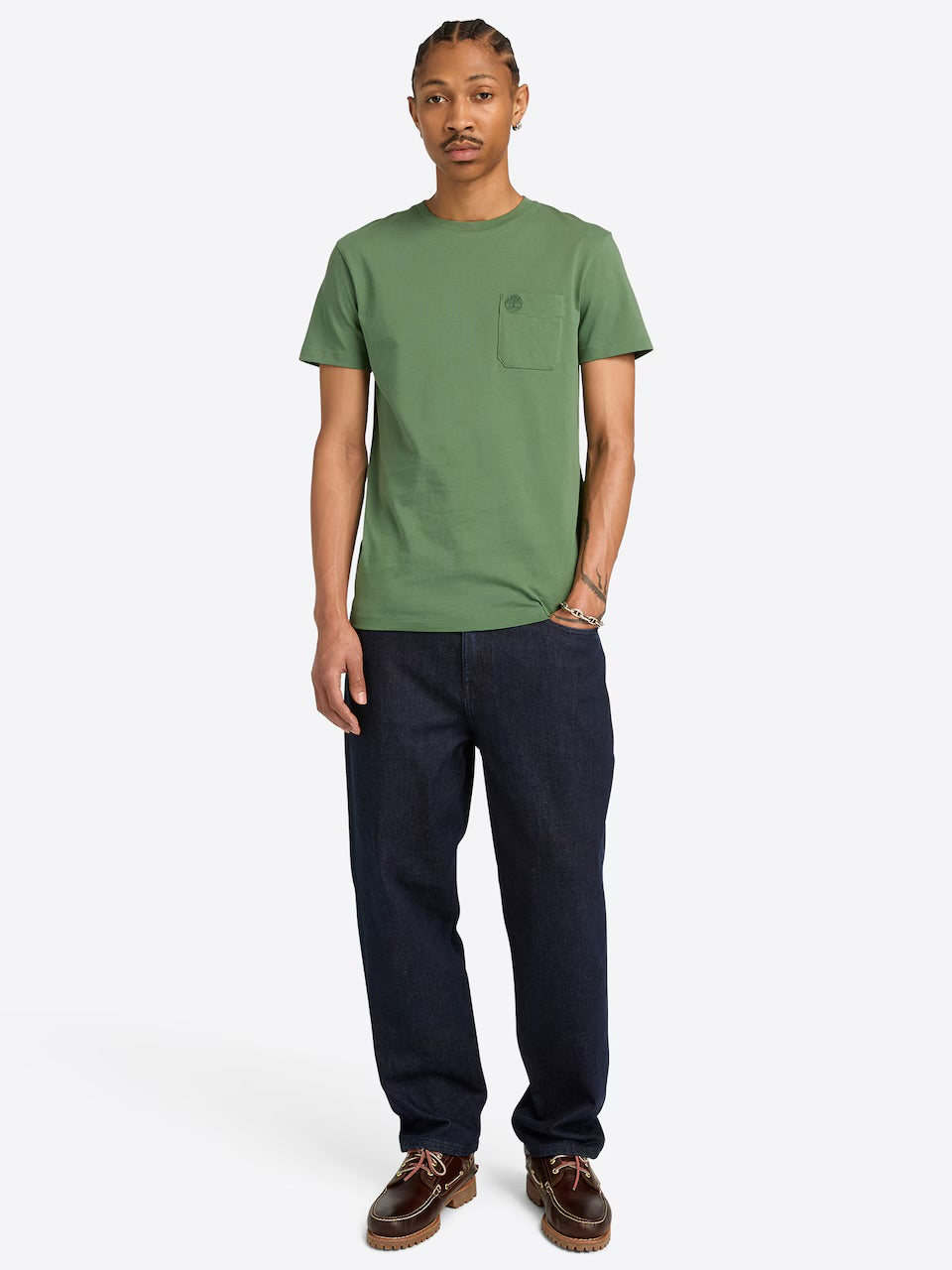 T-shirt taschino in cotone verde prato