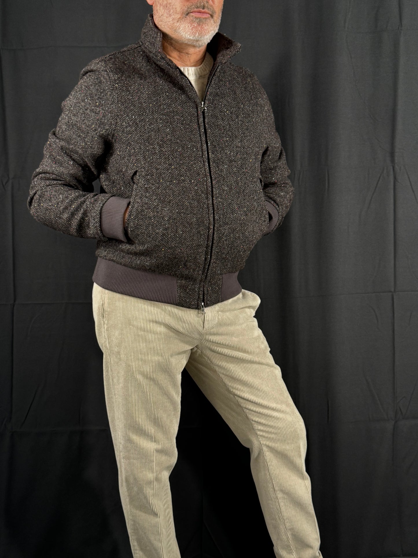 Bomber in lana spinata moro Kiton