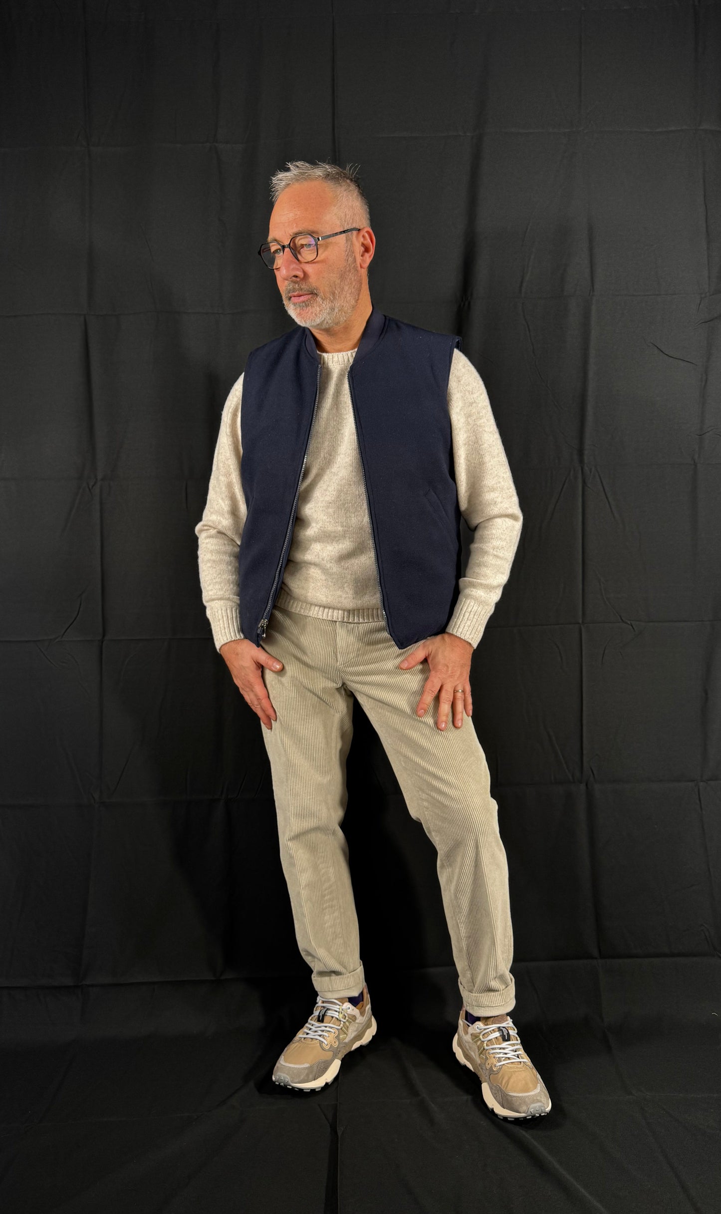 Gilet reversibile flanella blu Winnipeg