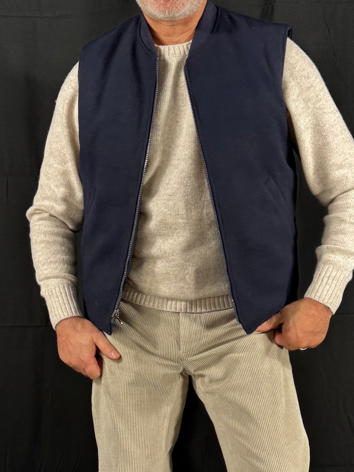 Gilet reversibile flanella blu Winnipeg