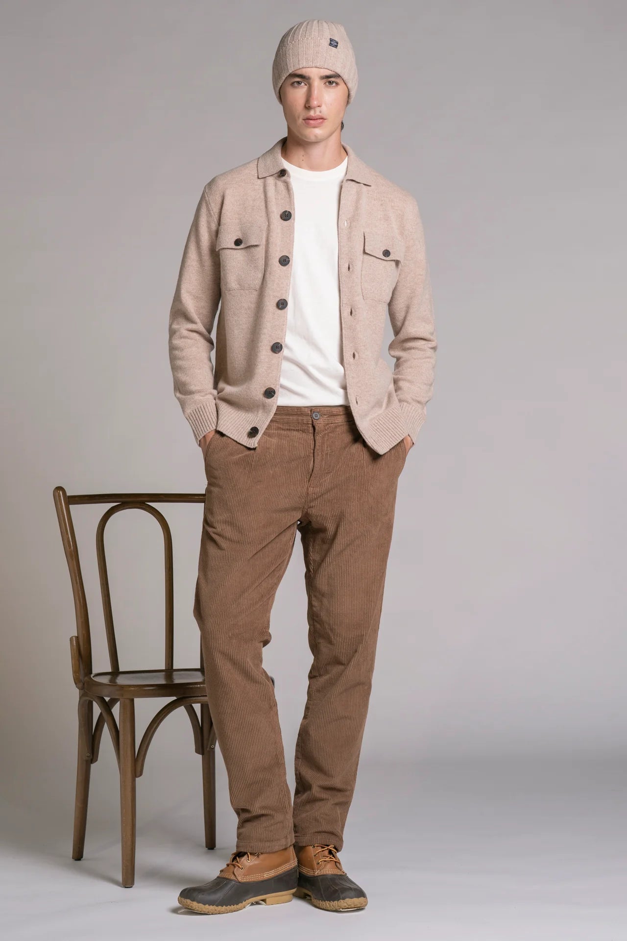Overshirt Zack in lambswool beige