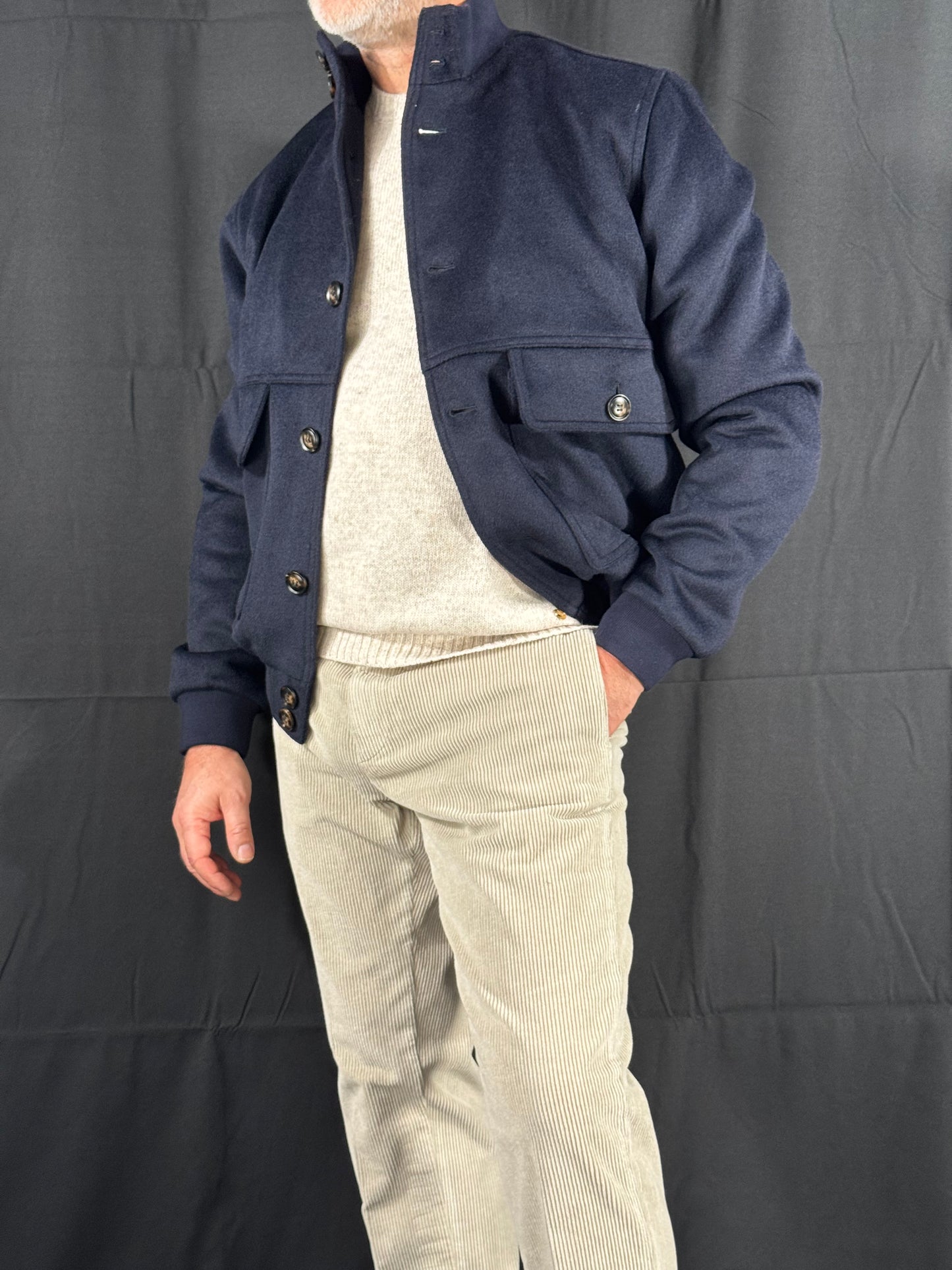 Bomber in lana James blu