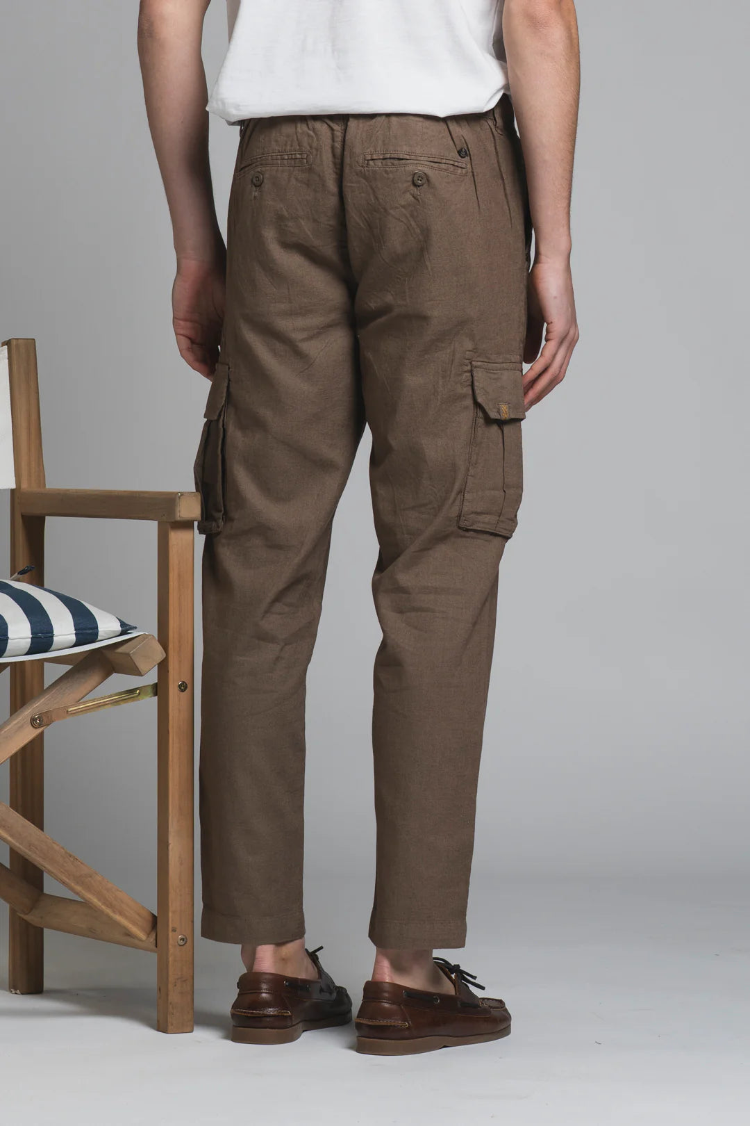 Pantalone cargo in lino/cotone Elmon marrone