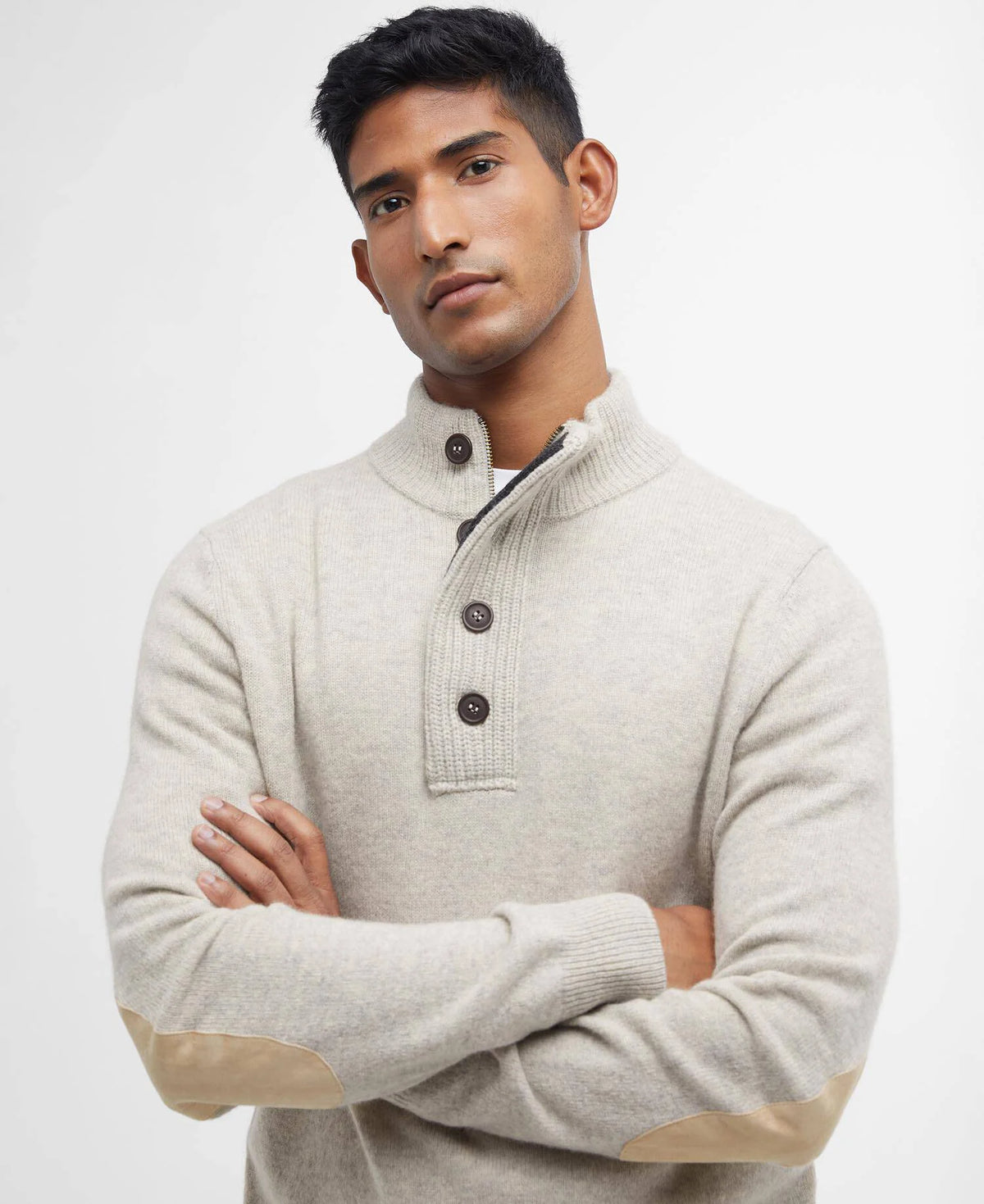 Maglia mezza zip con toppa sul gomito Pearl