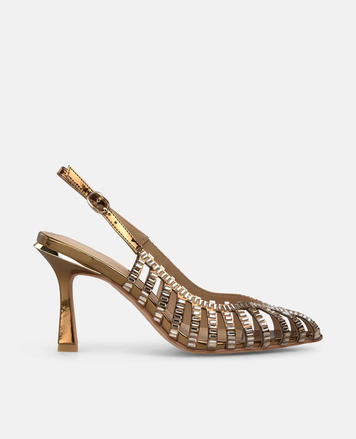 Chanel pietre metal tacco 8cm Bronzo