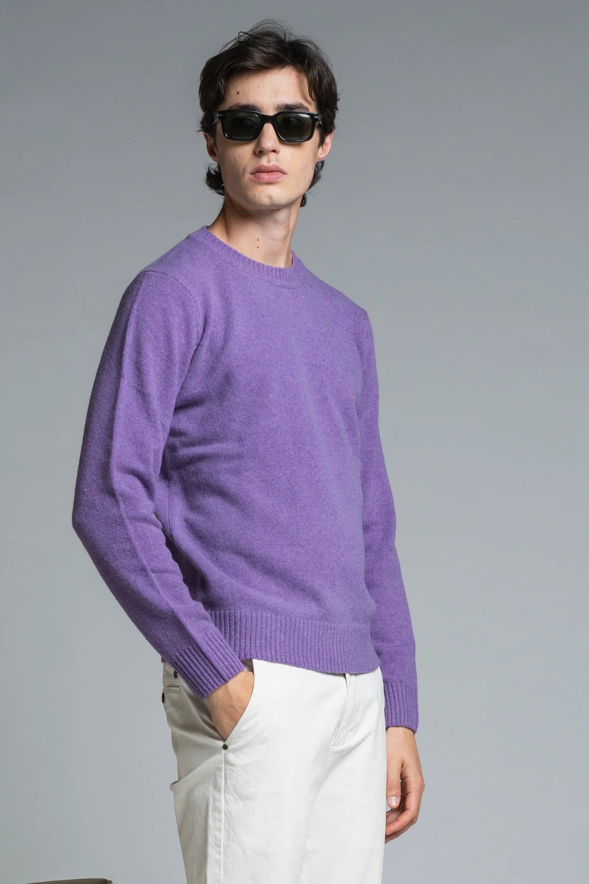 Maglia girocollo lambswool charlie malva