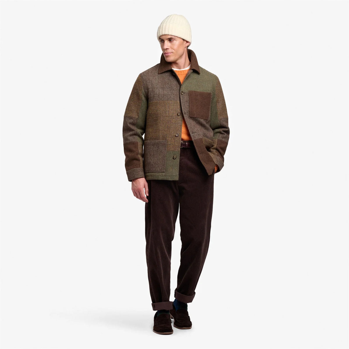 Giacca Dorr patchwork in tweed marrone