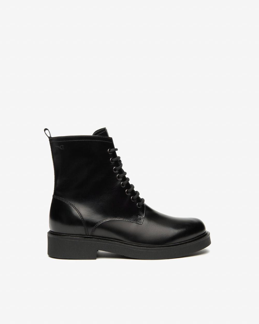 Anfibio in pelle brillante stile DrMartens nero