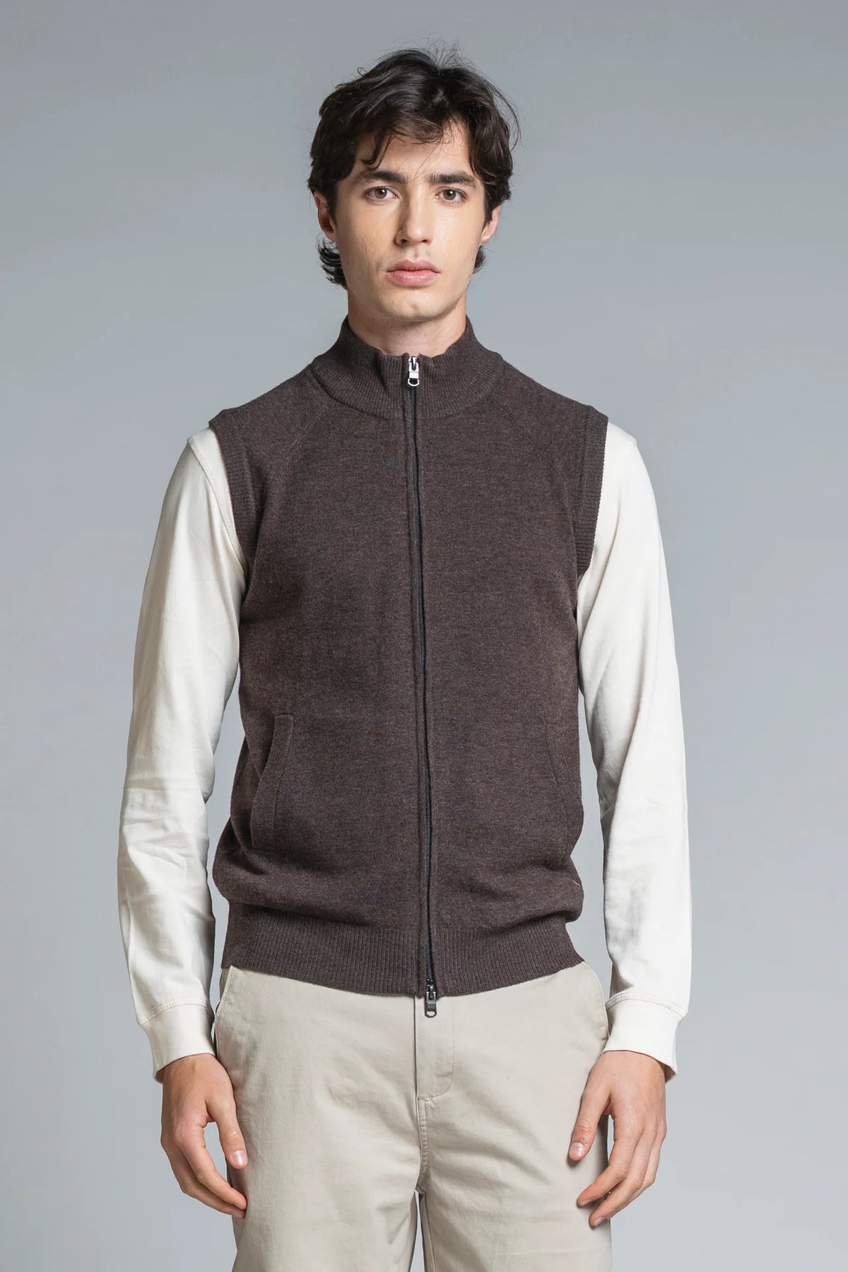 Gilet 100% lana mercerizzata Stefan marrone