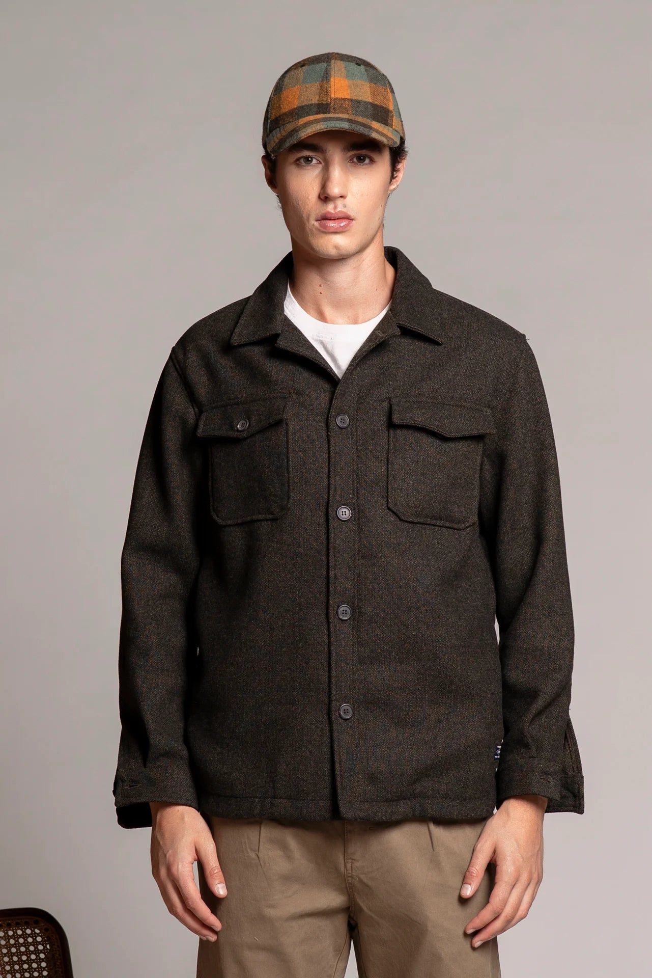 Overshirt in flanella Gabriel miltary green