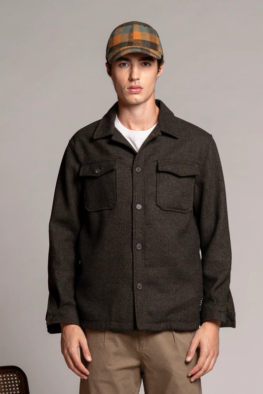 Overshirt in flanella Gabriel miltary green