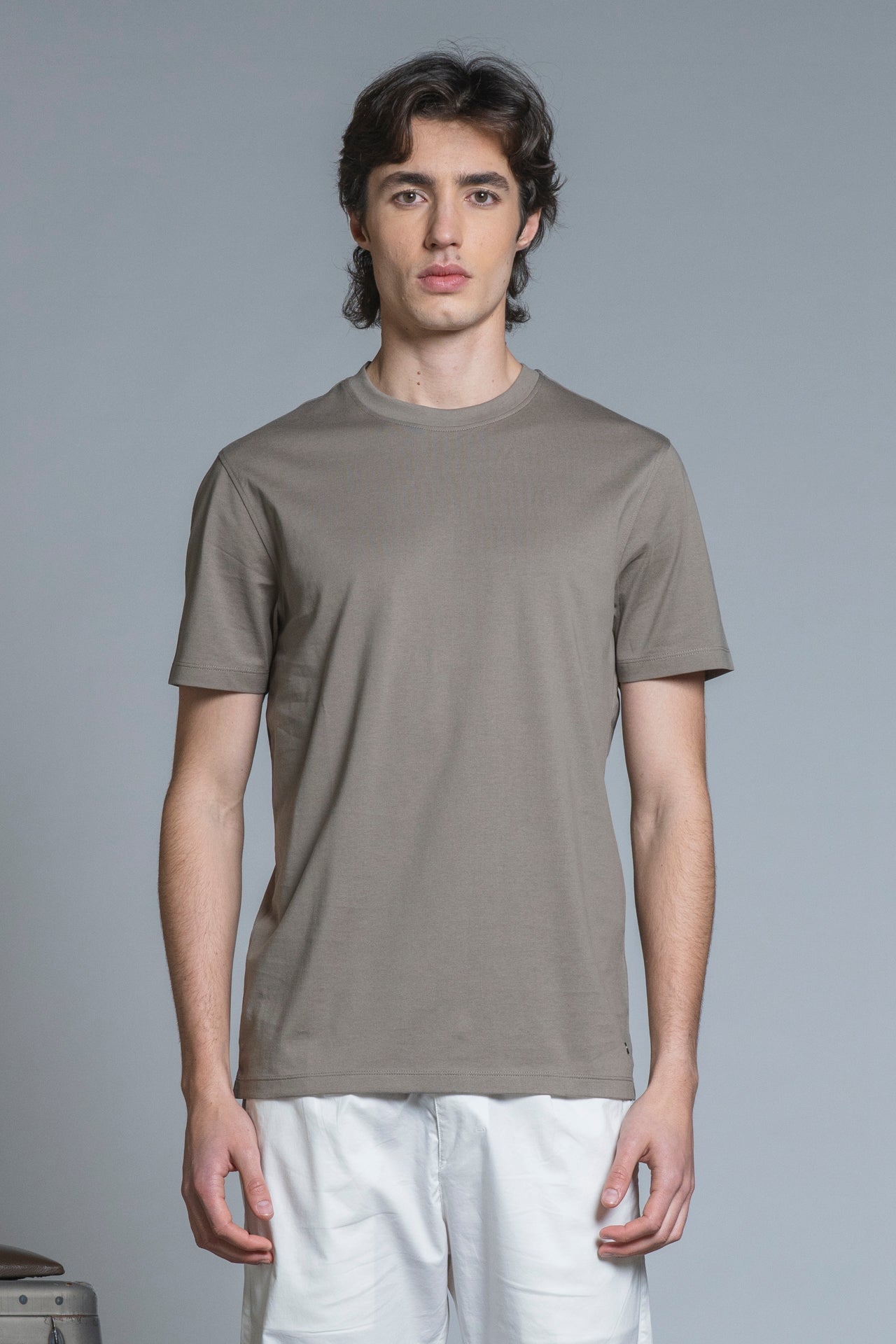 T-shirt cotone mercerizzato Lance Taupe