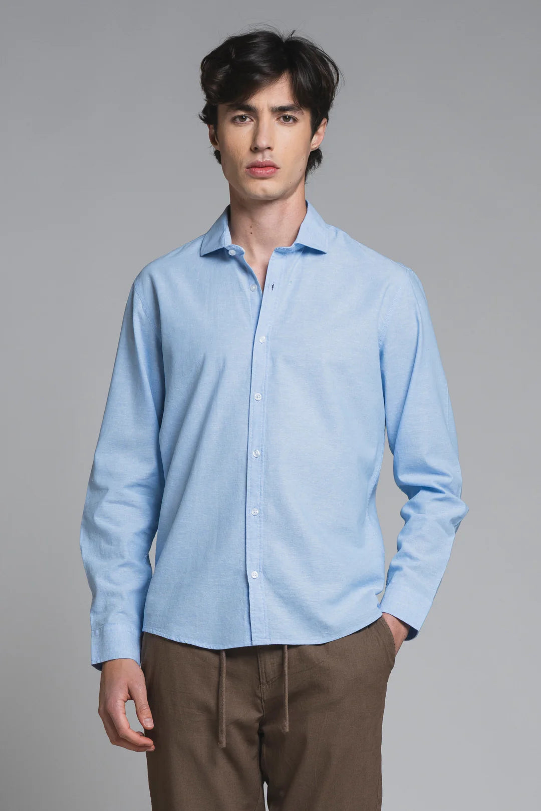 Camicia Riley 100%Lino Celeste