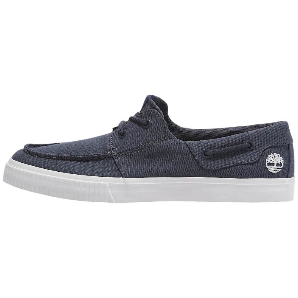 Scarpa da barca in canvas blu