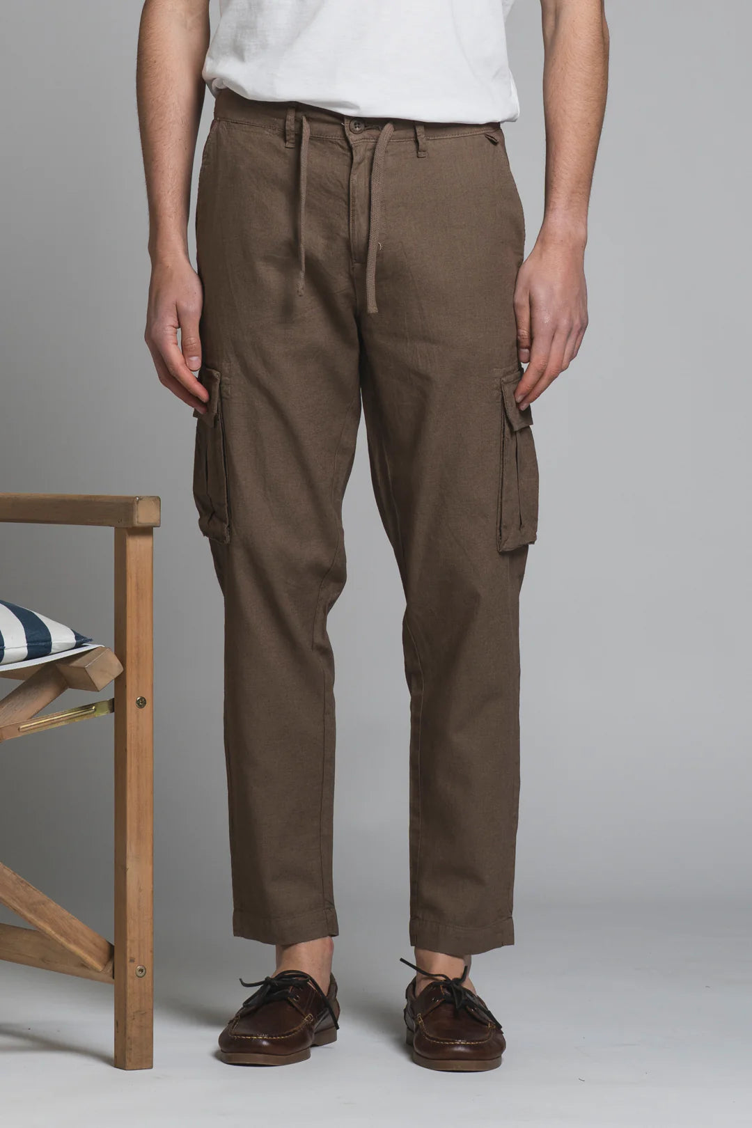 Pantalone cargo in lino/cotone Elmon marrone