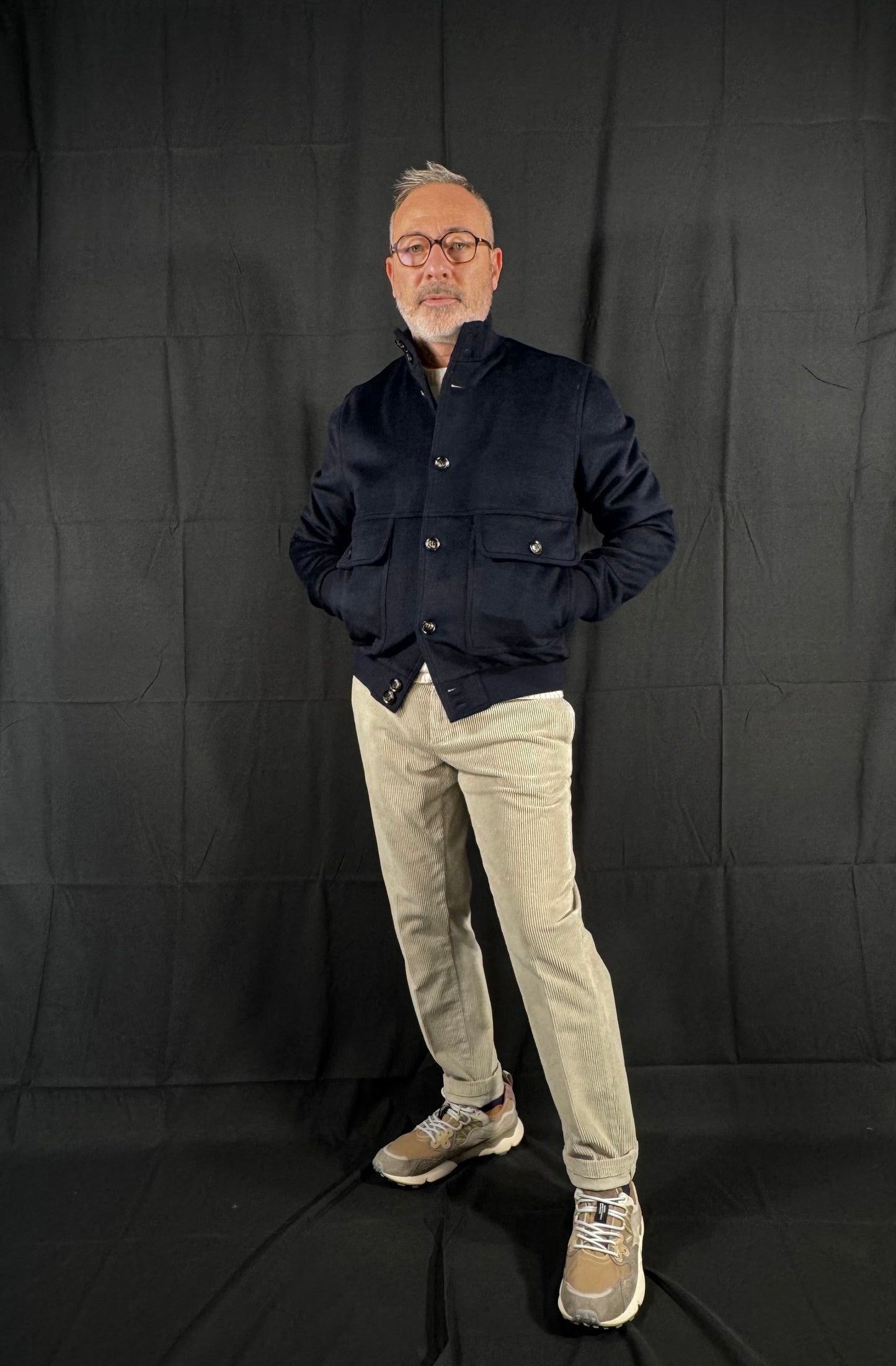 Bomber in lana James blu