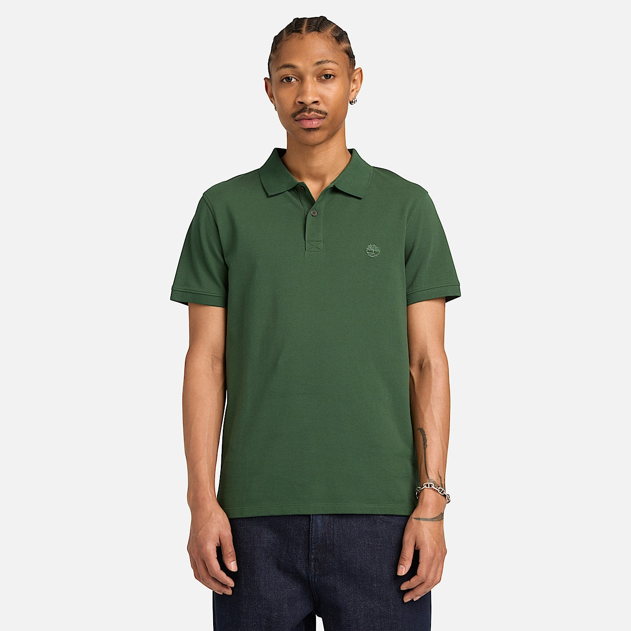 Polo elasticizzata manica corta verde