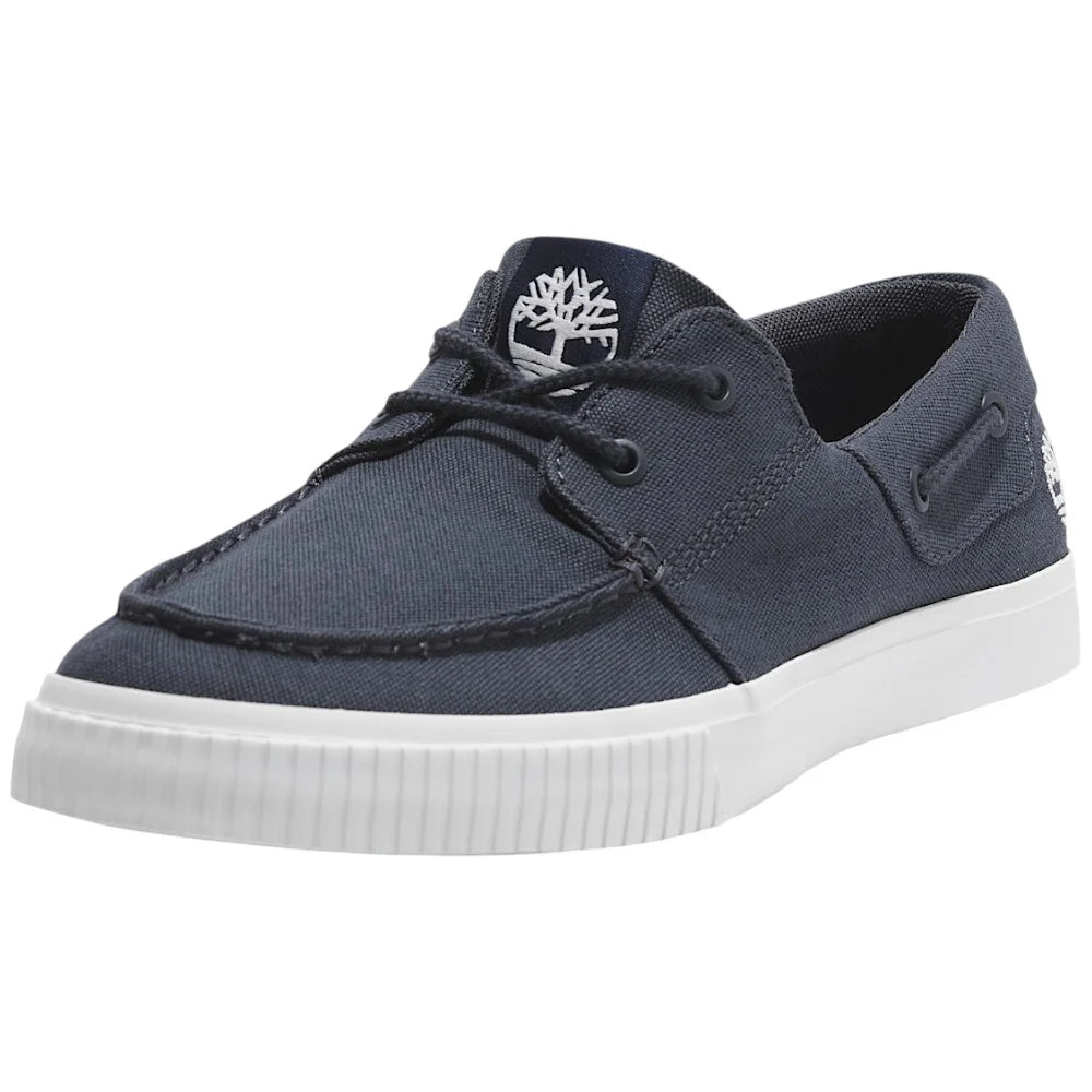 Scarpa da barca in canvas blu