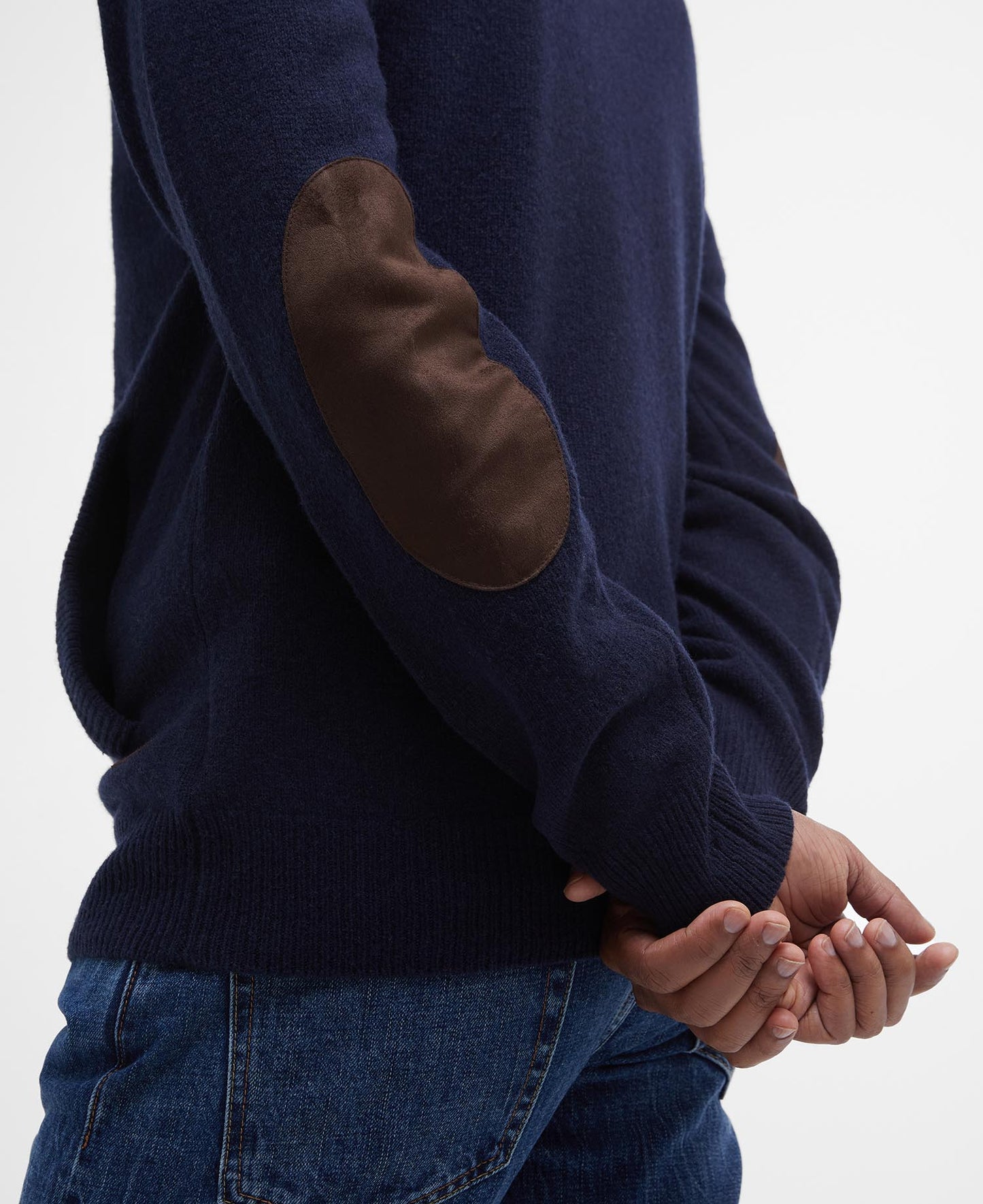 Cardigan con zip e toppe blu