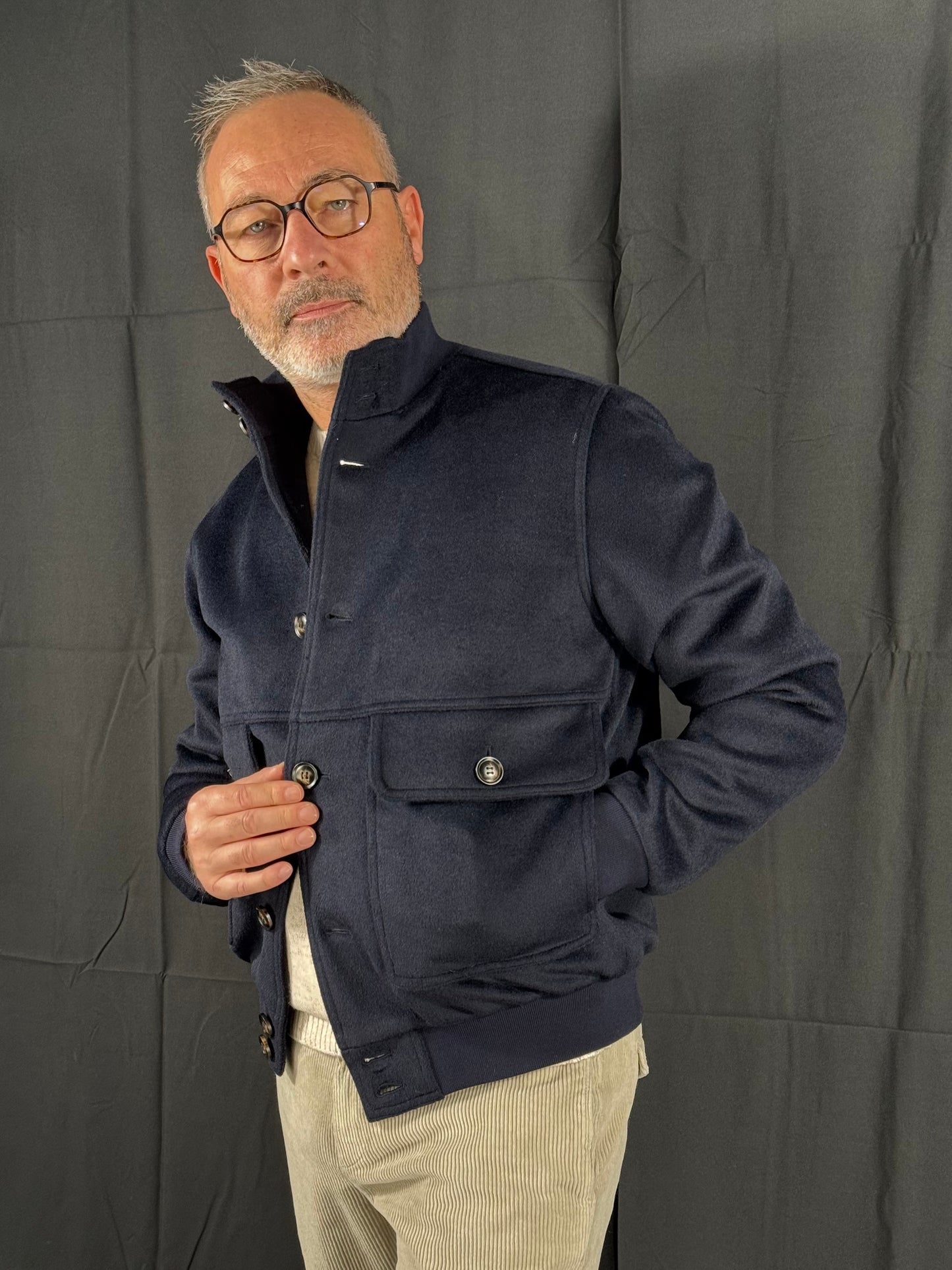 Bomber in lana James blu