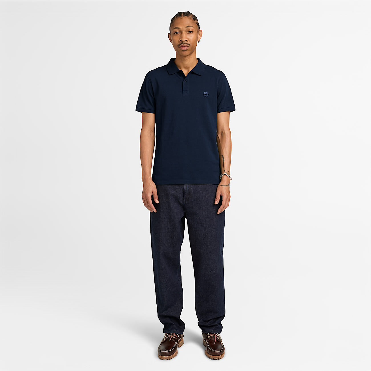 Polo elasticizzata manica corta blu