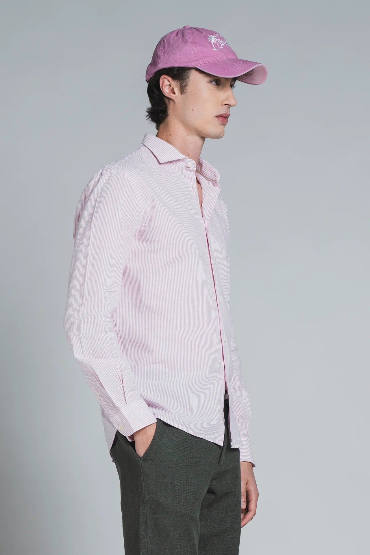 Camicia Riley Lino/cotone bacchetta bianco/Rosa