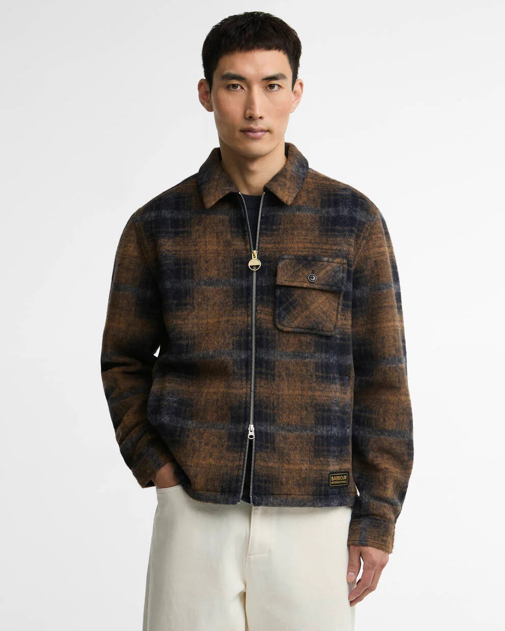 Overshirt Oswald in misto lana marrone
