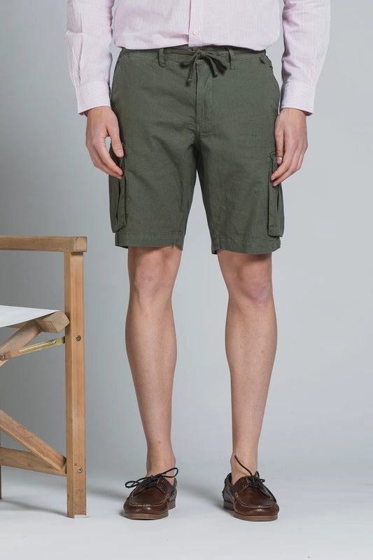 Bermuda cargo Cooper in lino/cotone militare