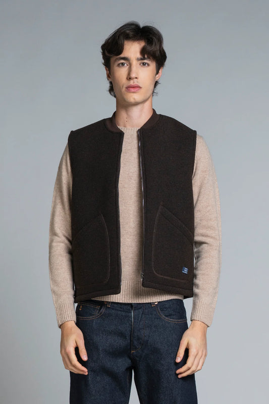 Gilet lana cotta/neoprene zip Terry moro