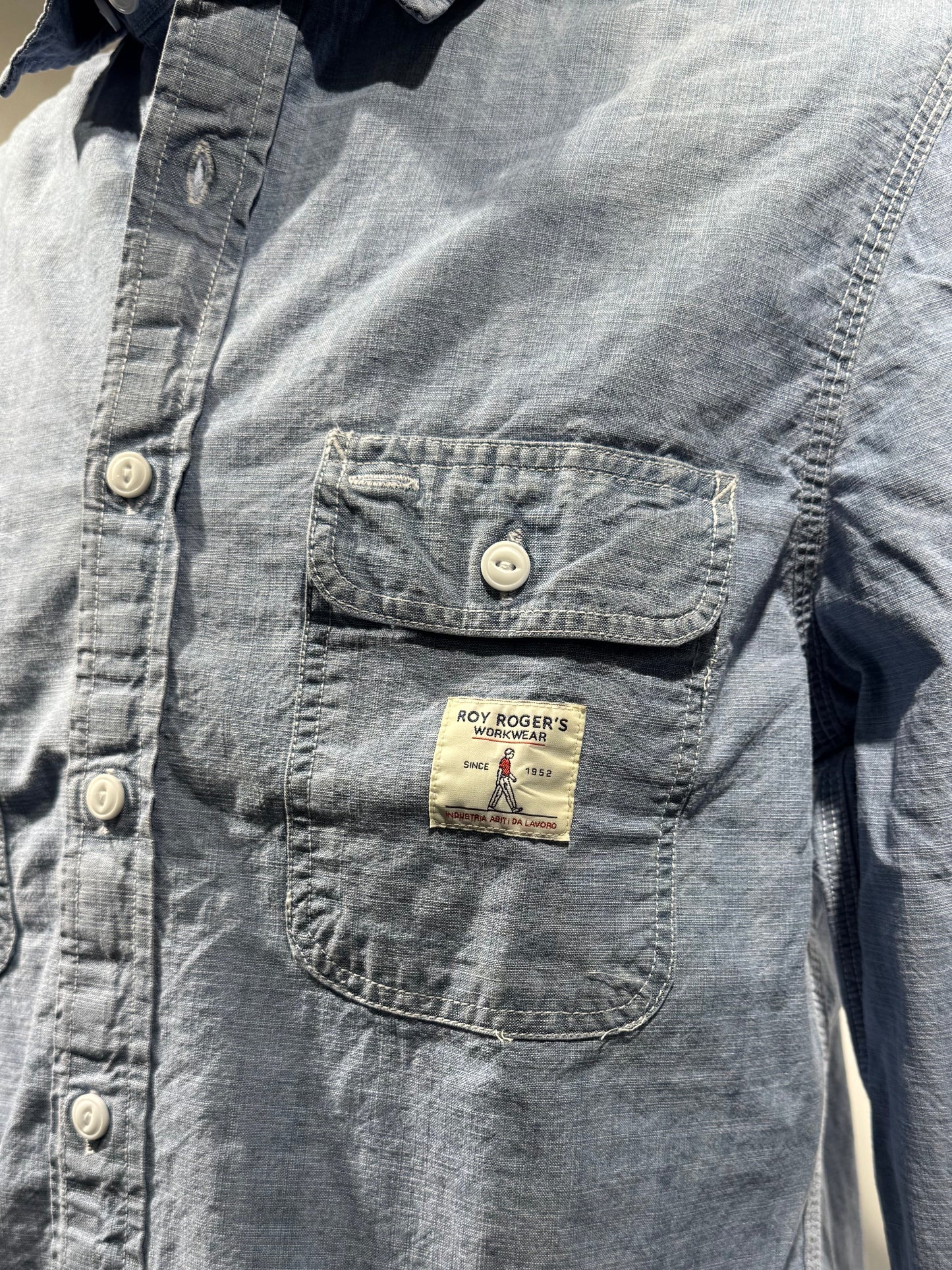 Camicia chambray doppia tasca indaco