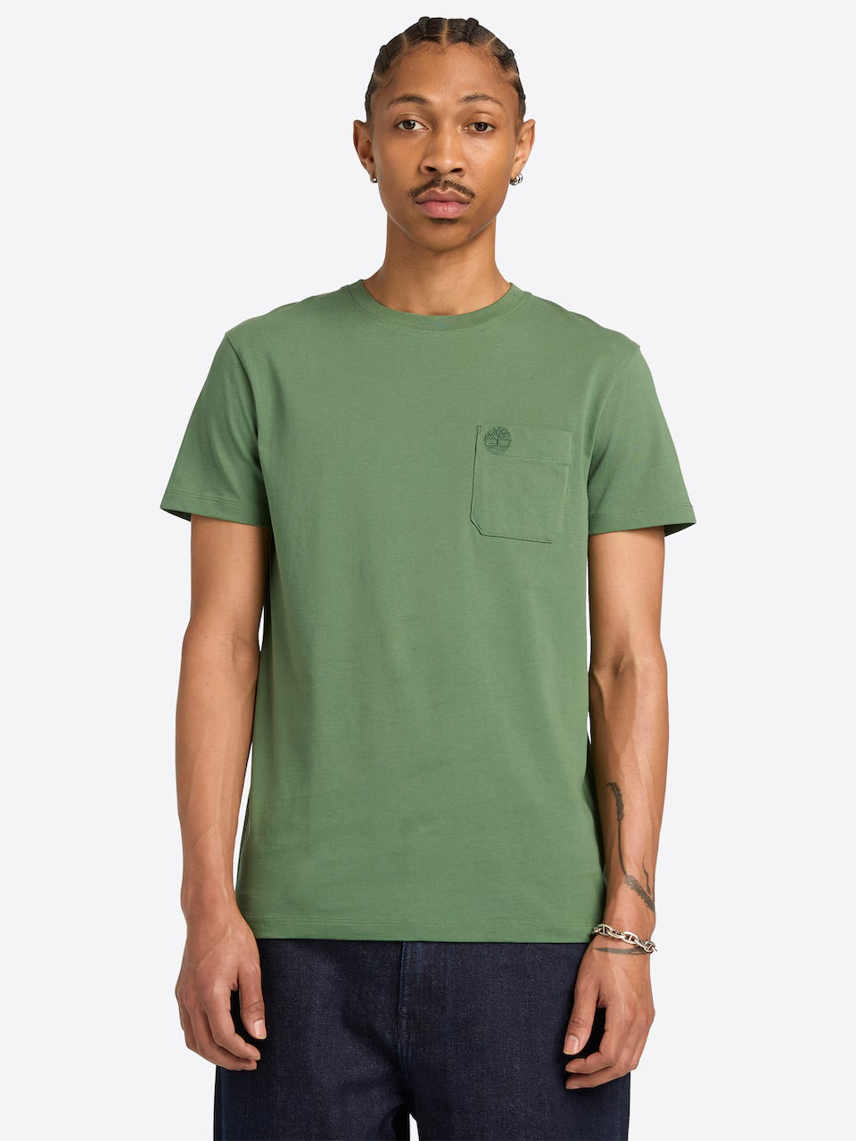 T-shirt taschino in cotone verde prato