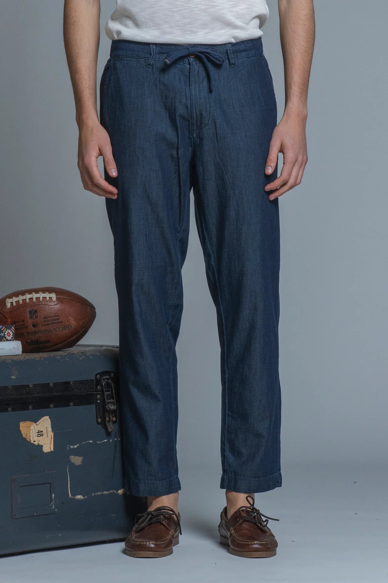 Pantalone in chambray Miles relax fit Dark Blu