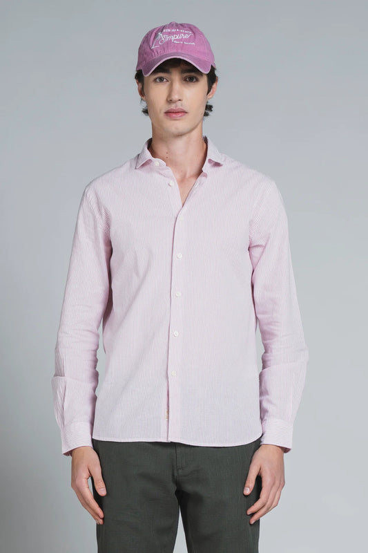 Camicia Riley Lino/cotone bacchetta bianco/Rosa