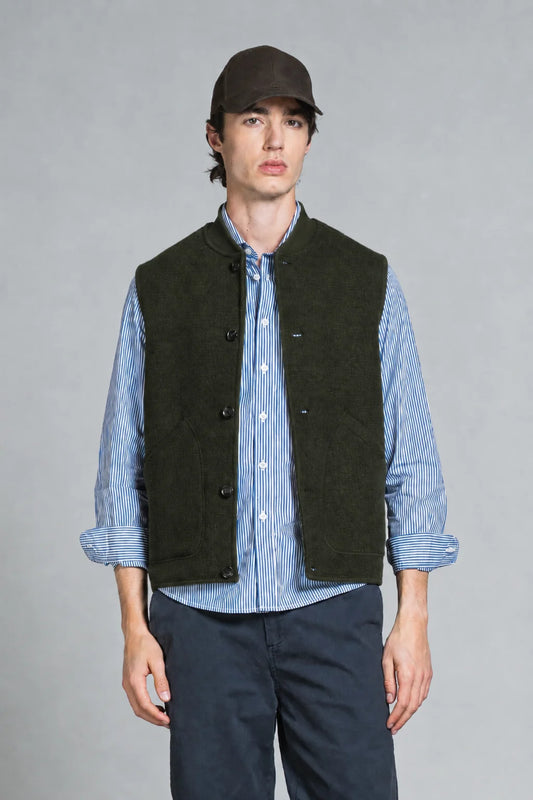 Gilet lana cotta bottoni Dean militare