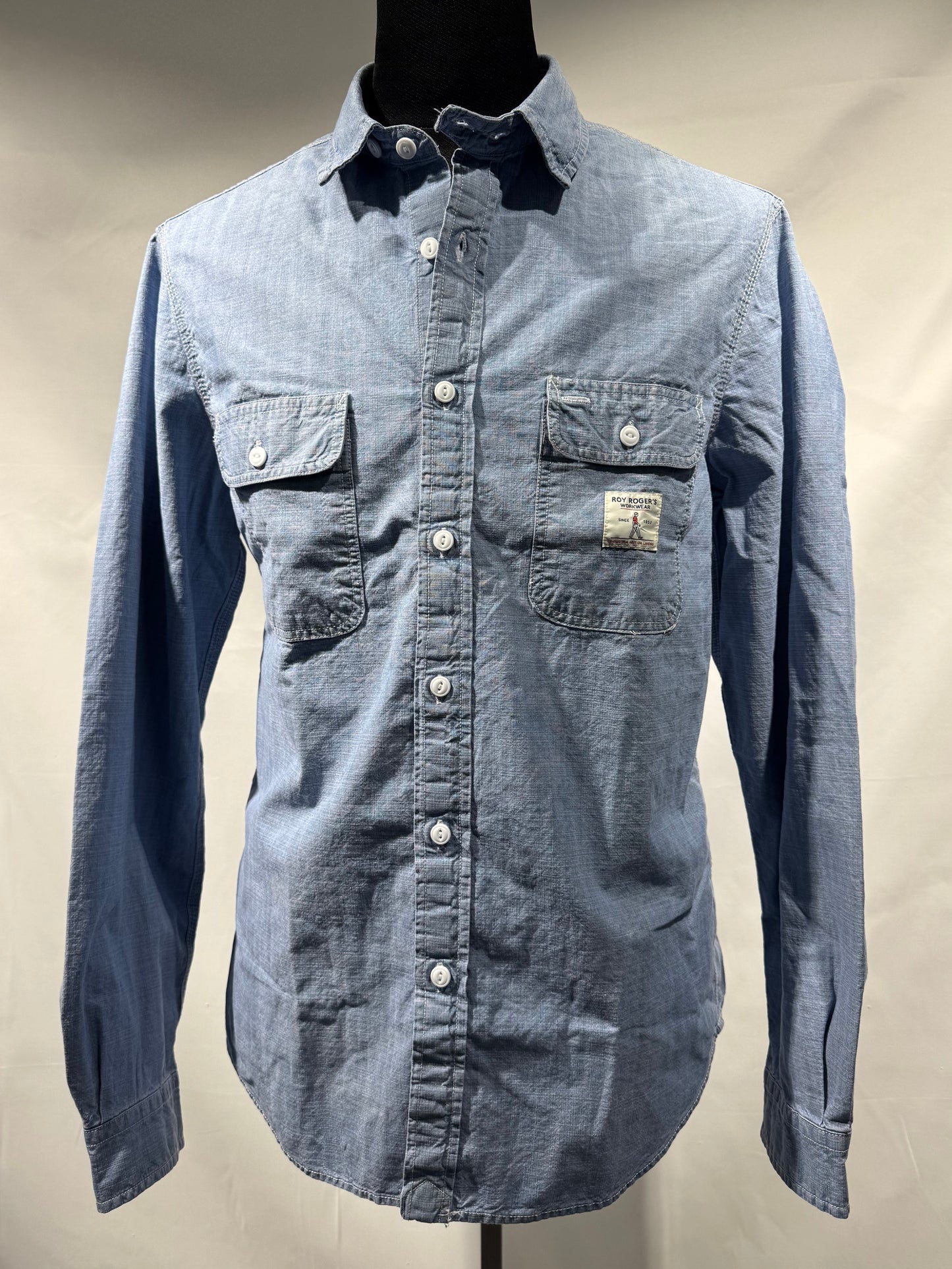 Camicia chambray doppia tasca indaco