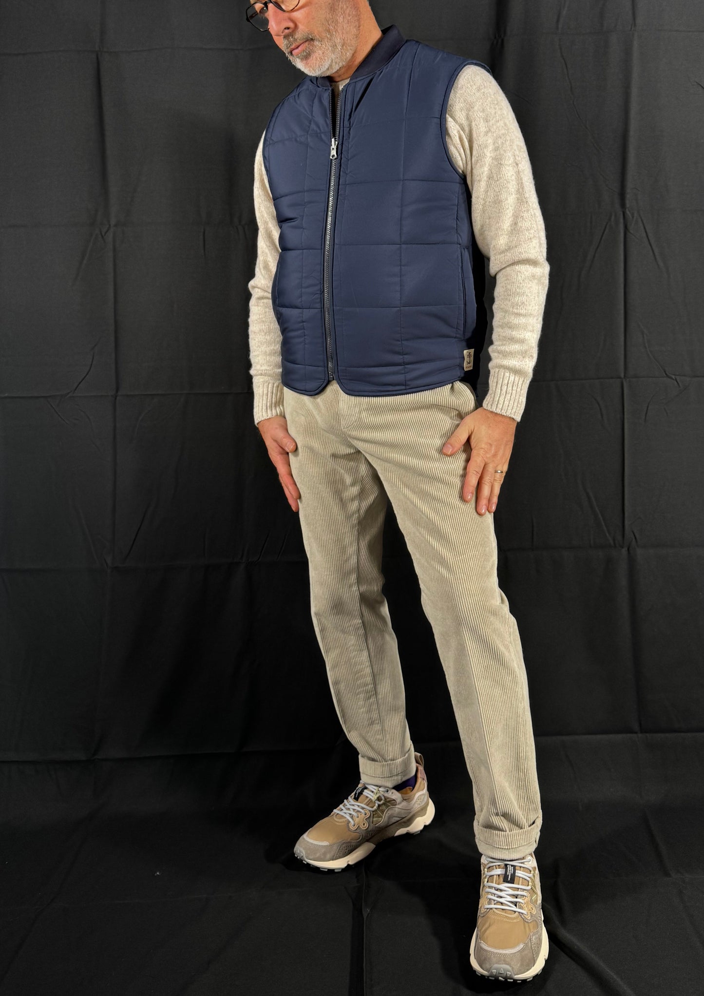 Gilet reversibile flanella blu Winnipeg