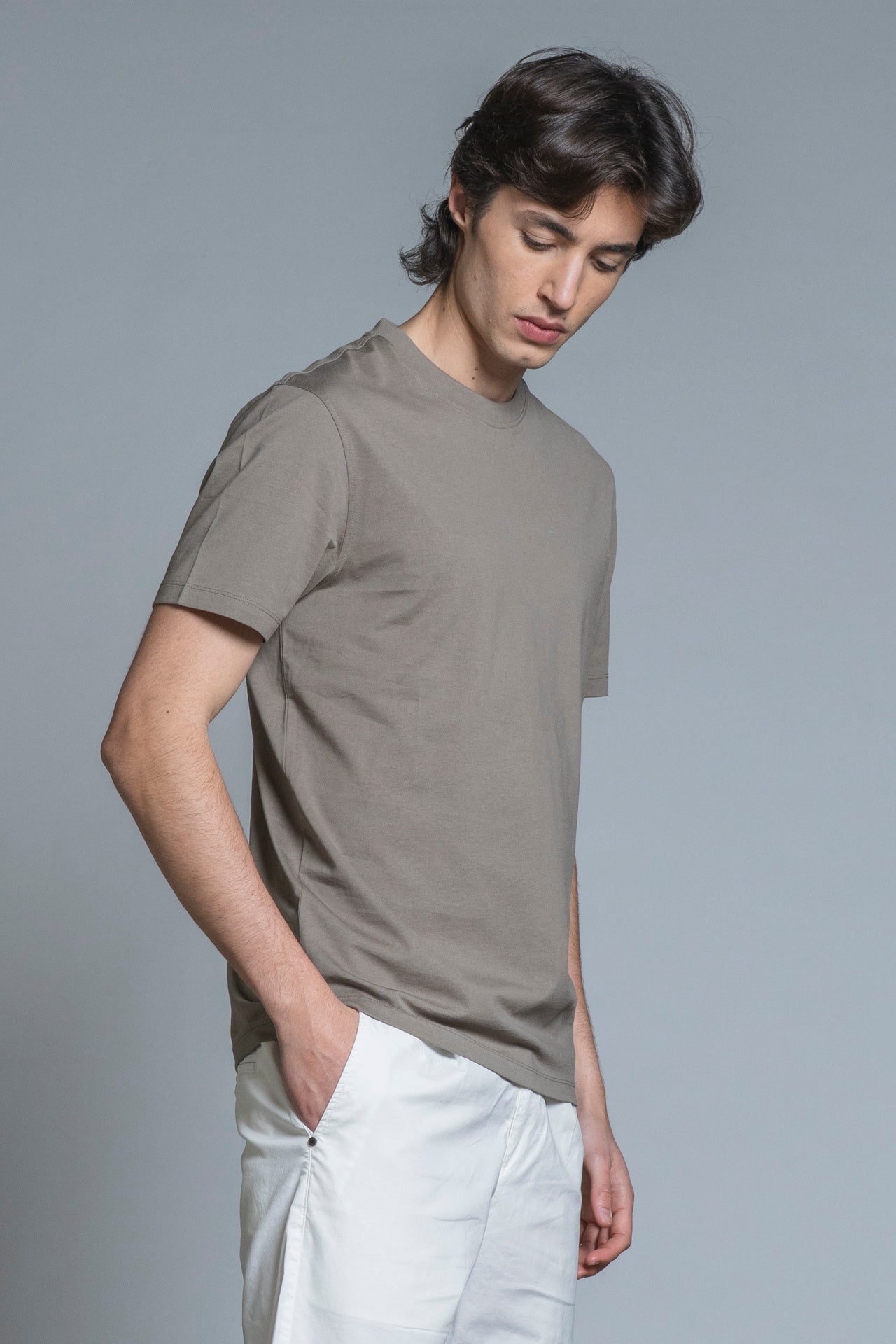 T-shirt cotone mercerizzato Lance Taupe