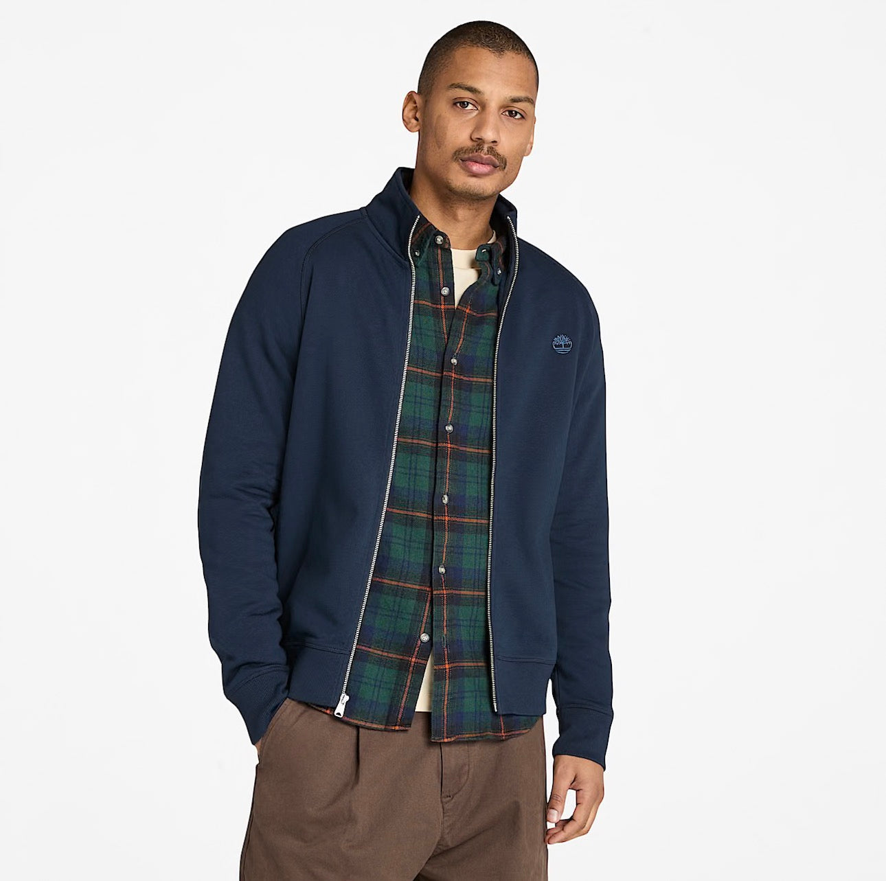 Felpa full-zip cotone blu