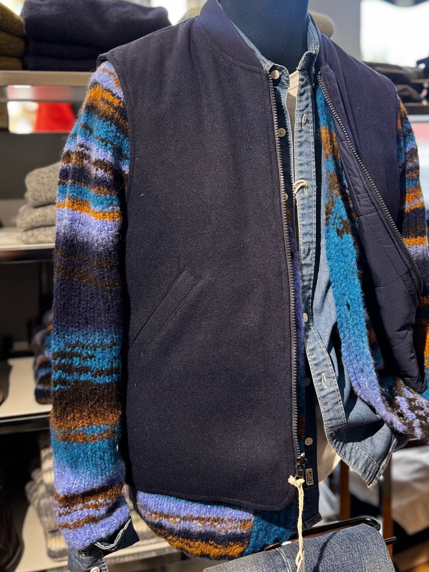 Cardigan multicolore in lana e alpaca mod Powell