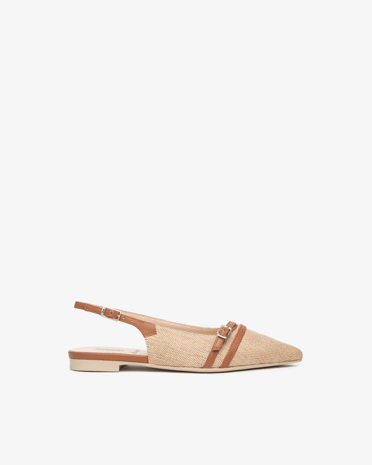 Sling-Back Donna in Tessuto e Pelle E615540d cognac