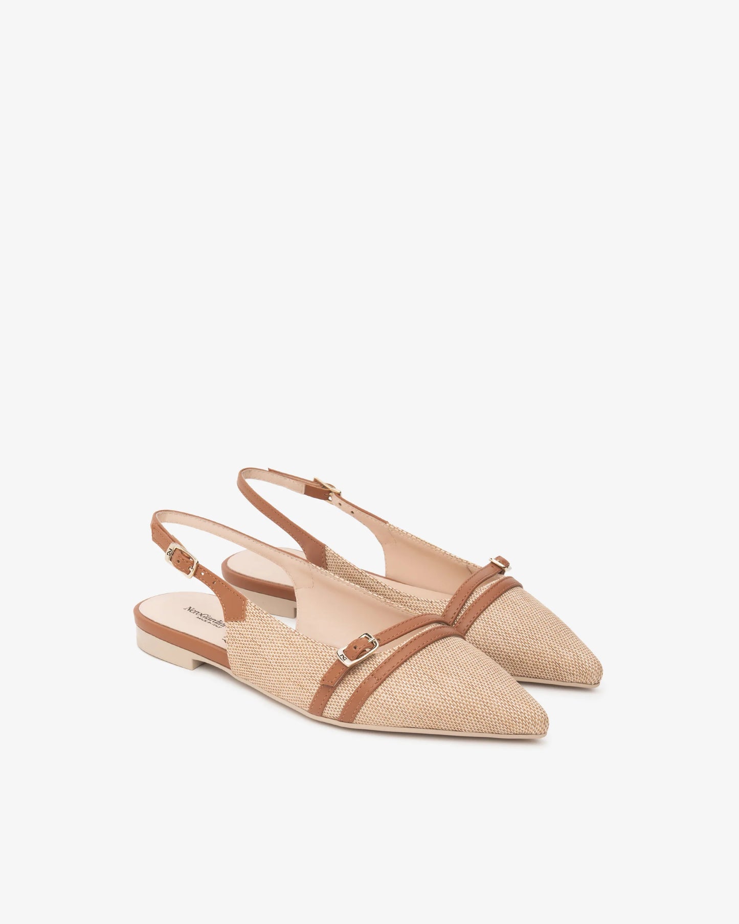 Sling-Back Donna in Tessuto e Pelle E615540d cognac