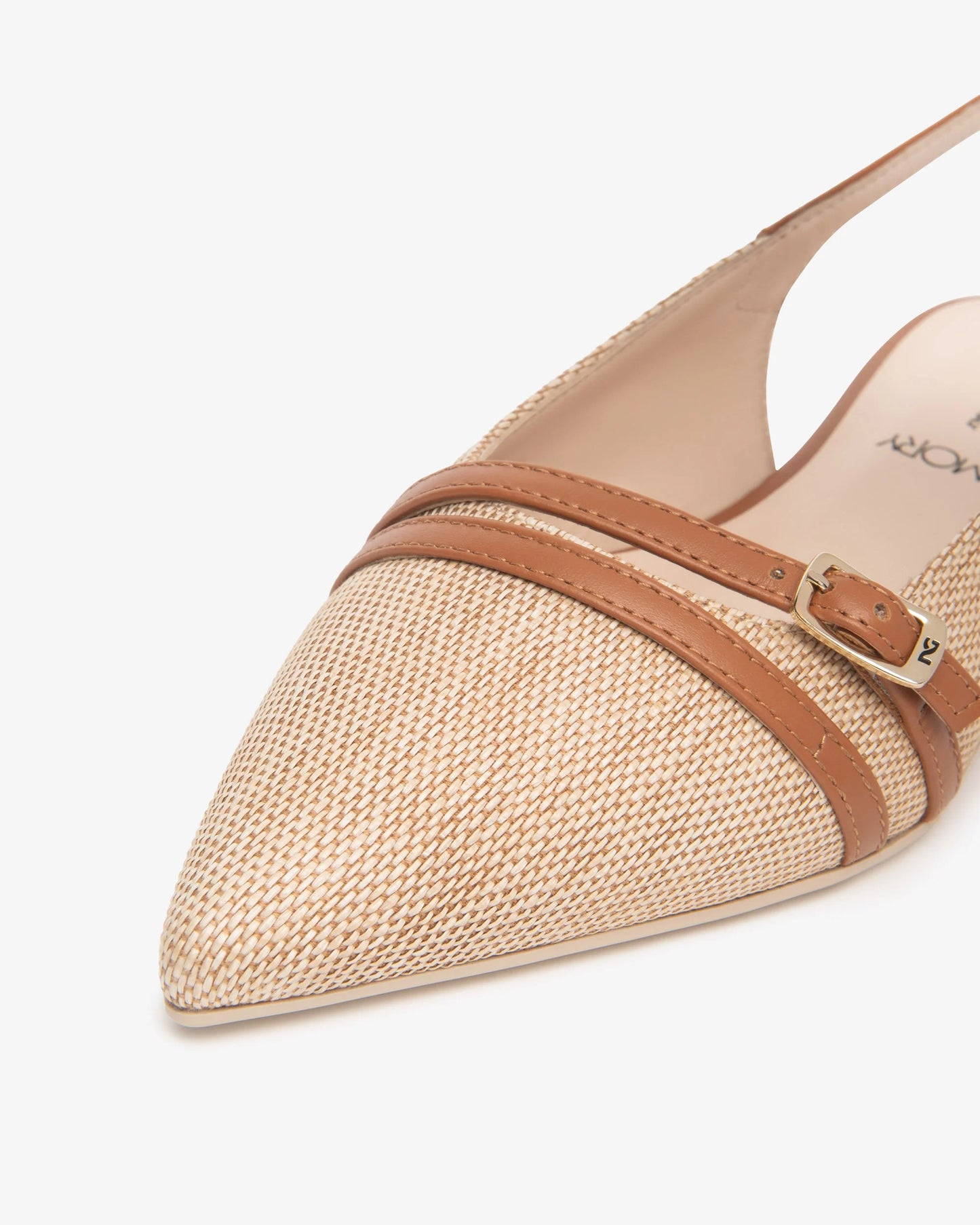 Sling-Back Donna in Tessuto e Pelle E615540d cognac