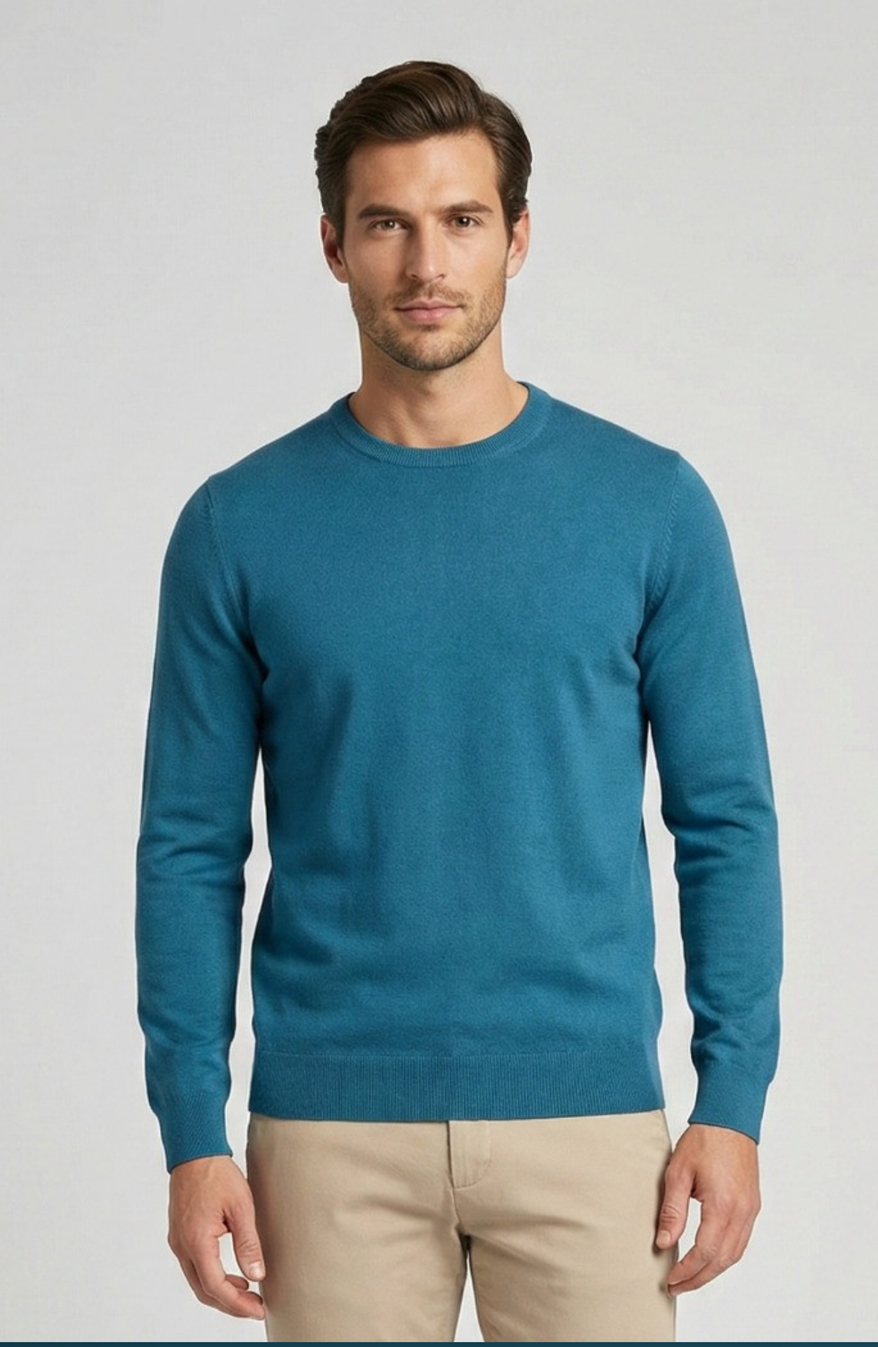 Maglia girocollo cotone ottanio