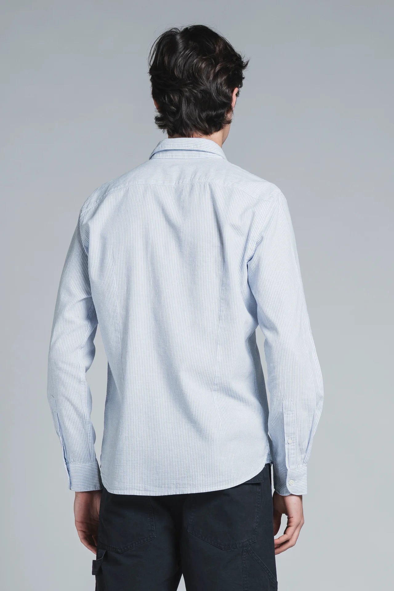 Camicia Riley Lino/cotone bacchetta bianco/celeste