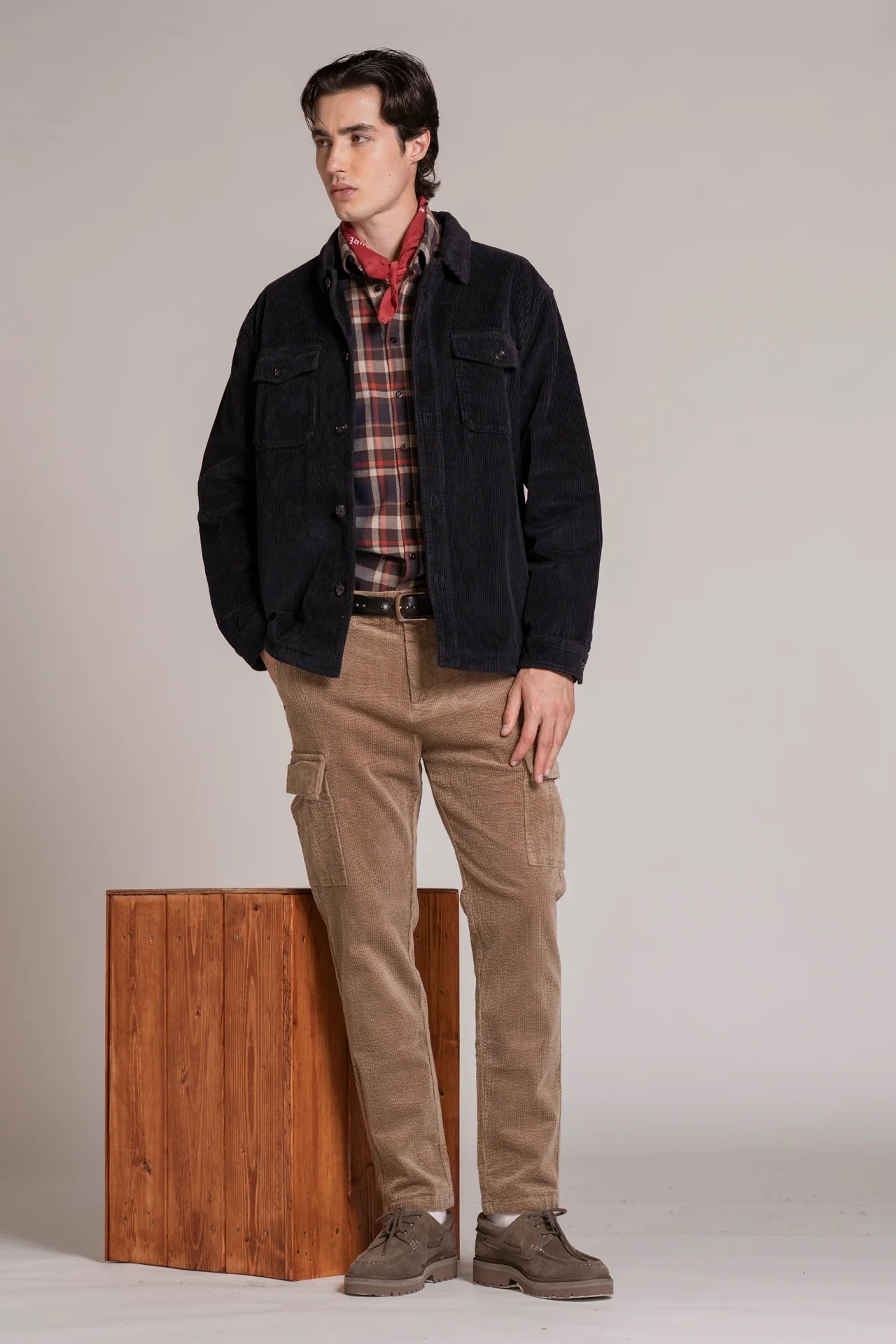 Pantalone cargo velluto Beige scuro