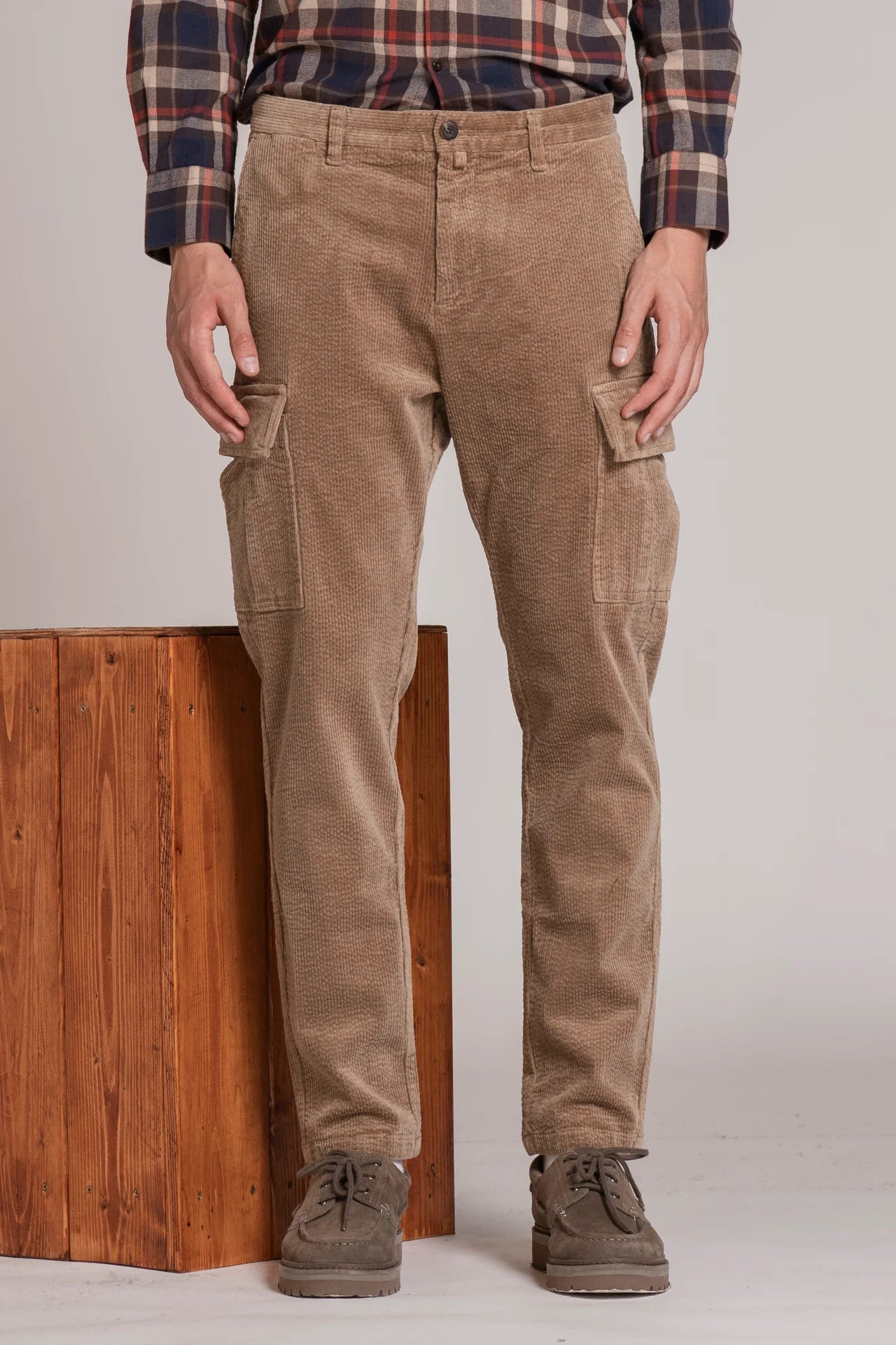 Pantalone cargo velluto Beige scuro