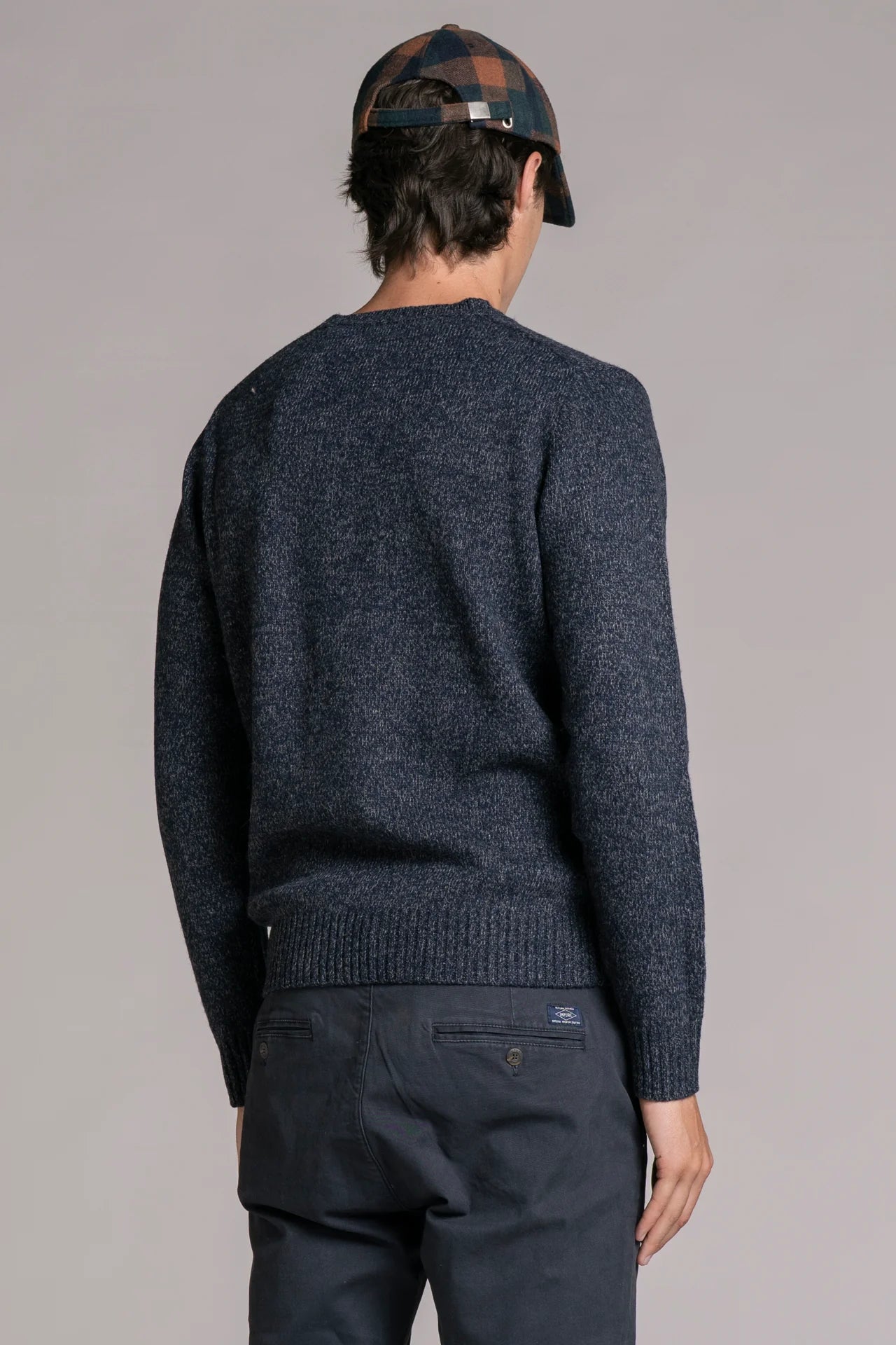 Maglia girocollo moulinè blu